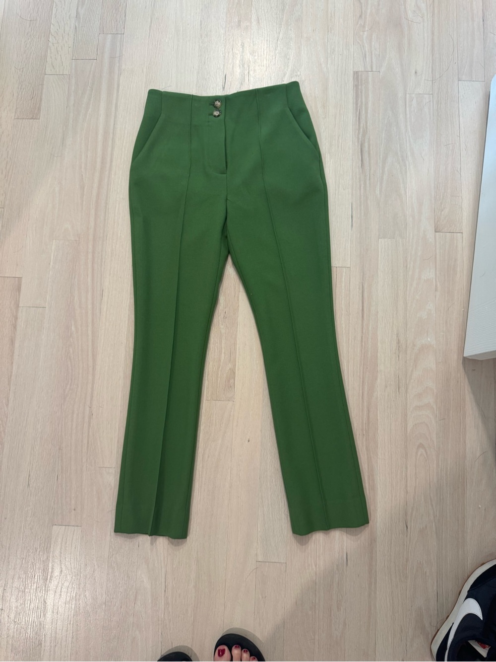 Veronica Beard High-Rise Green Tailored Pants